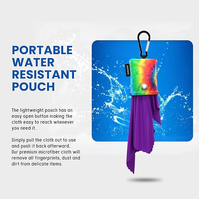 Microfiber Cloth & Glasses Wipes (6 Pack) Lens & Glasses Cleaning Cloth - Eye Glass Clean Cloths - Eyeglass Cleaning Cloth - Glass Cleaning Cloth - Camera Lenses & Gadget Delicate Screens - Tie Dye