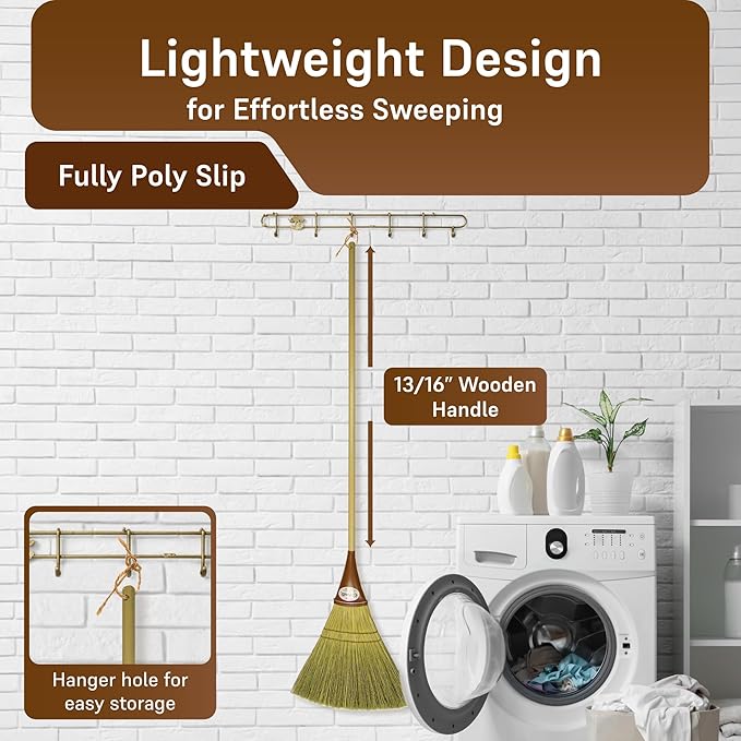 The Original Kitchenette Broom - 14oz Ultra-Lightweight Handmade Sweeper - 100% Mexican Broomcorn Bristles - Solid Wood Handle - Made in USA - Professional Non-Scratch Brush for Wood & Tile Floors