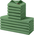 Homaxy 100% Cotton Kitchen Towels and Dishcloths Set, 12 x 12 Inches and 13 x 28 Inches, Set of 10 Bulk Kitchen Towels Set, Ultra Soft Absorbent Dish Cloths for Washing Dishes, Grass Green