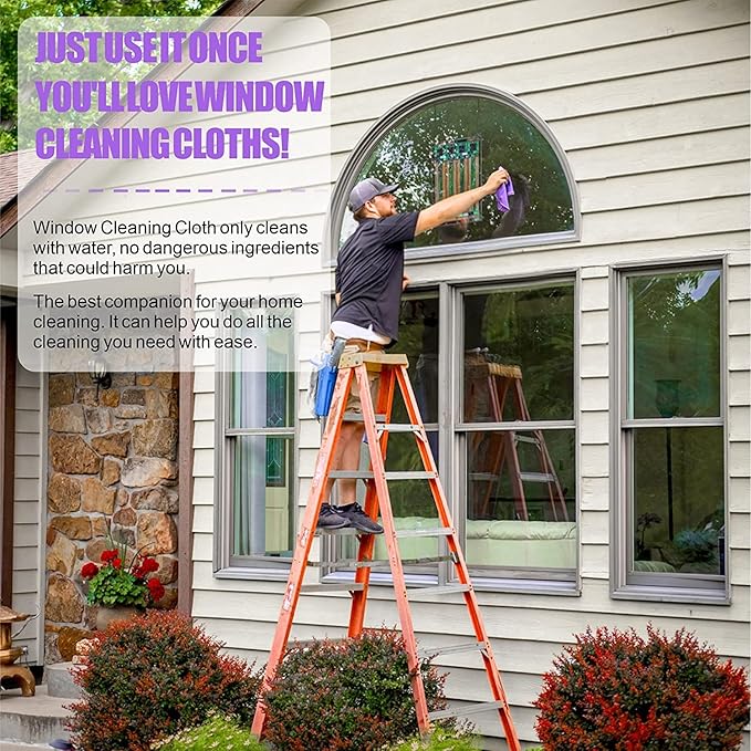 Window Cleaning Cloth.Glass Cleaning Cloth, Streaks Scratches Free. Purple 1 Pack