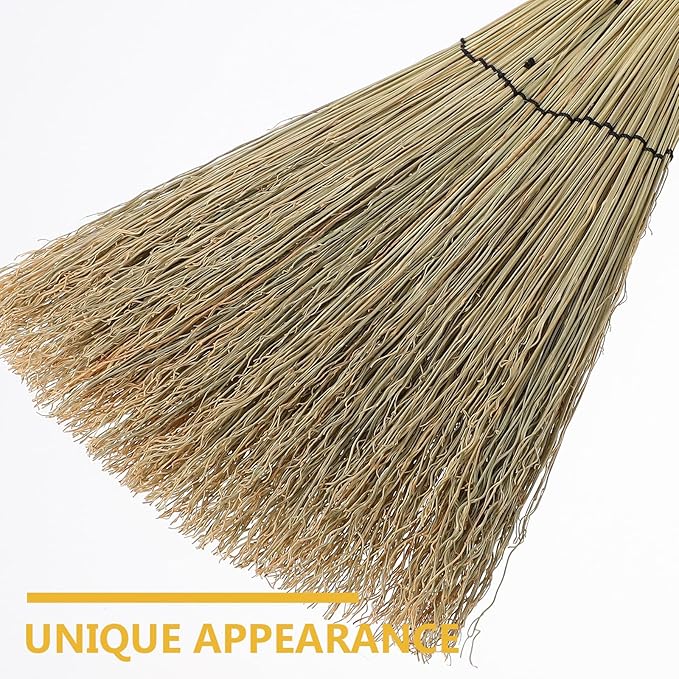 Handmade Straw Bed Broom 26cm Small Desktop Dust Brush for Home Cleaning, Mini Handheld Whisk Broom Suitable for Bedroom Sofa Carpet Sweeping