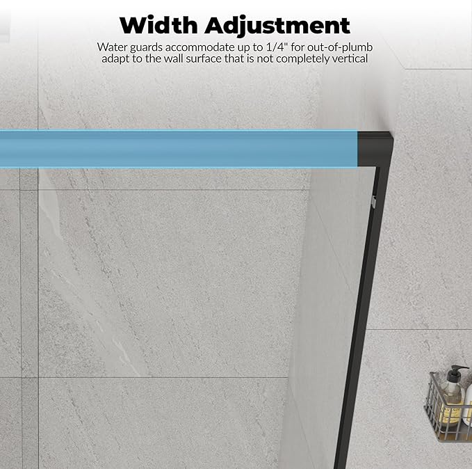 56"-60" W x 72" H Double Sliding Shower Door - Semi-Frameless Bypass Bathroom Door with 1/4" Tempered Glass, Matte Black Finish, for Walk-in Shower & Bathroom