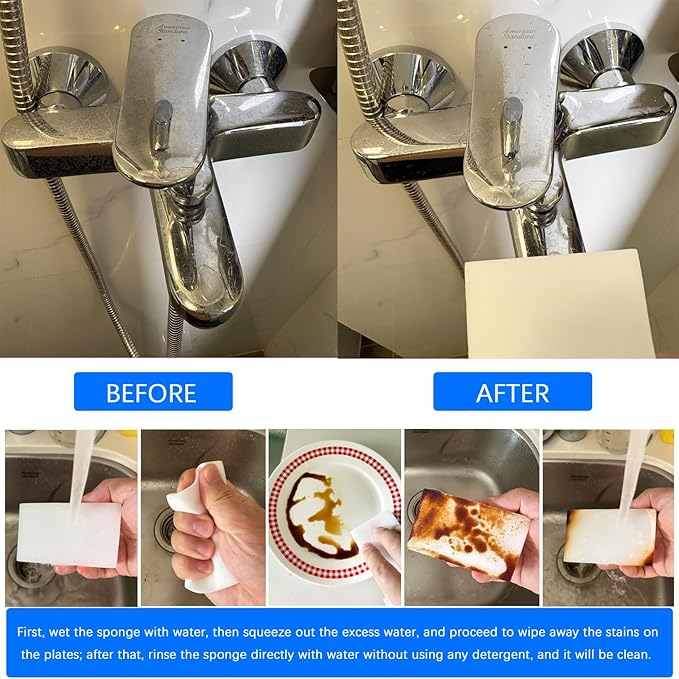 50pcs Magic Sponge Eraser Extra Thick Long Lasting Melamine Cleaning Sponge Bulk - Multi-Surface Electric Wash Foam Cleaning Pads - Bathtub, Floor, Base, Bath, Wall Cleaner (50, 10 * 6 * 2cm)
