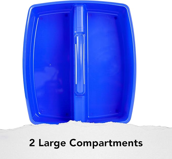 Storex 2-Compartment Large Caddy – Multipurpose Classroom Organizer with Handle, Blue, 6-Pack (00953U06C)