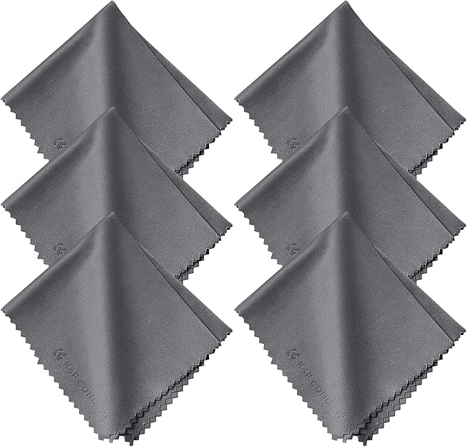 K&F CONCEPT 6 Pack Microfiber Cleaning Cloth（15x18cm）, Washable Reusable Lens Cleaning Cloth for Cleaning Camera Lenses, Glasses, Screens, Cameras, Eyeglasses, LCD TV Screens, Tablets