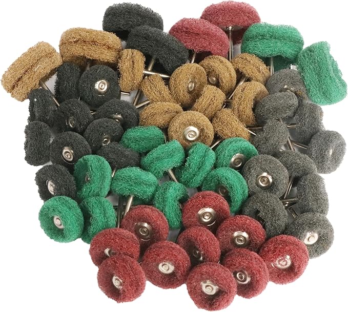 58PCS Abrasive Buffing Polishing Wheel Set for Rotary Tools,Scouring pad Mini Brush Polishing kit with 3mm Shank,Power-Operated Abrasive Wheels(Mix 58pcs)