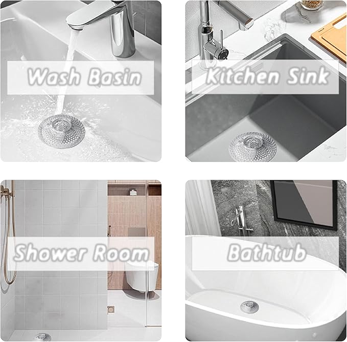 Tub Drain Protector Drain Hair Catcher,Stainless Steel Bathtub Shower Drain Hair Stopper Strainer Trap for Wash Basin Shower Bathroom Kitchen Sink to Catch Hair Debri and Foreign Objects Easil