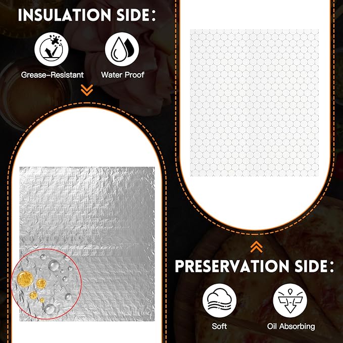 EcoDispose Pre-Cut Insulated Foil Sandwich Wrap Sheets for Hot Food, Grease-Resistant, 14 x 16 Inches, 500 PCS