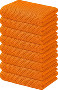 Kitinjoy 100% Cotton Waffle Weave Kitchen Hand Towels (13 X 28 Inches, Orange), 8-Pack Super Soft and Absorbent Dish Towel for Drying Dishes