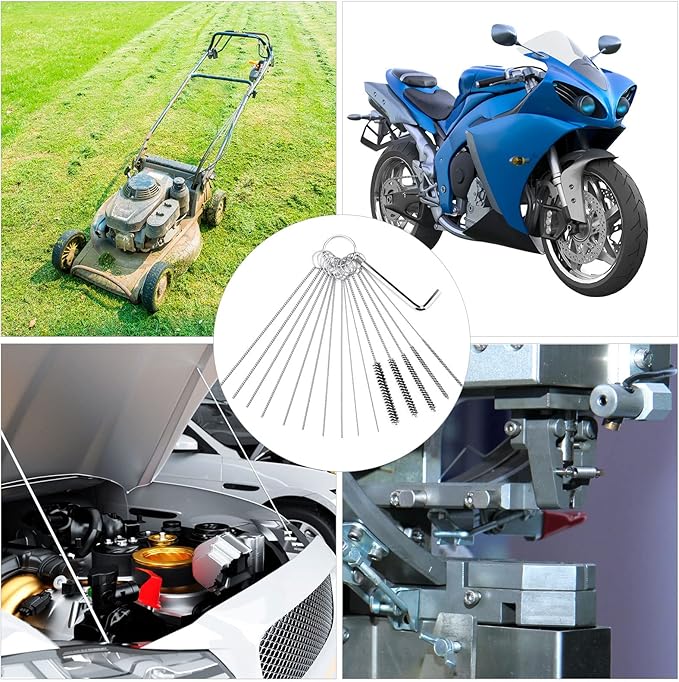6 Set Carburetor Carbon Dirt Jet Remove Cleaner 30 Cleaning Needles + 15 Nylon Brushes + 3 Wrench + 39 Cleaning Wires Set Carb Cleaning Kit for Motorcycle ATV Moped Welder Carb Chainsaw Spray Guns