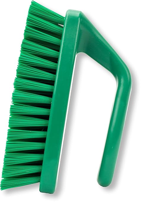 SPARTA Scrub Brush with Iron Shaped Handle and Stiff Bristles, Heavy Duty Scrubber Brush for Kitchen, Bathroom, Shower, Tile, Sink, Carpet and Bakepans, Polypropylene, 6 Inches, Green