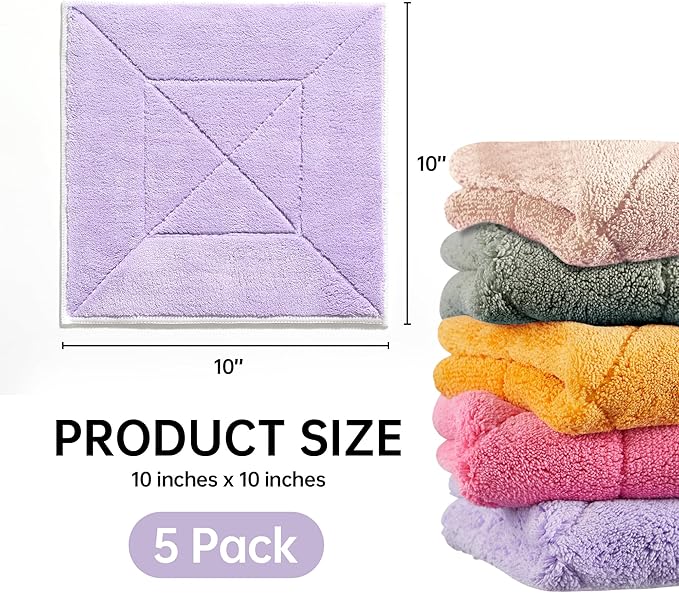 JOYMOOP Microfiber Cleaning Cloth 10” x 10”, Mixed Color Kitchen Towels, Reusable Dish Towels for Kitchen Drying, Washable Dish Rags for Washing Dishes, Absorbent Lint Free Cleaning Cloths, 5 Pack