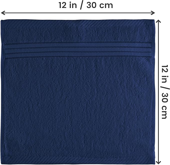 Utopia Towels Wash Cloths Set, 12 by 12 Inches, 100% Cotton Ring Spun, Highly Absorbent and Soft Feel Washcloths for Bathroom, Spa, Gym, and Face, 12 Pack Navy
