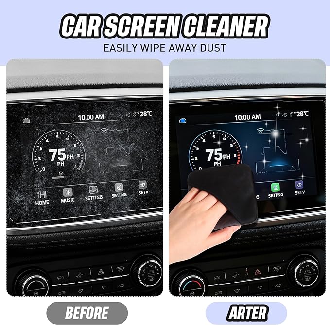 4 Pcs Car Screen Cleaner Car Touch Microfiber Screen Cleaner Cloth Cleaning Wipes Interior Pad for Vehicle Dashboard LCD Accessories 4.13×4.13 Inches(Square)