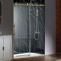 Woodbridge Frameless Sliding Shower Doors with Soft Close System, 57.5-60" Width x 76" Height with 3/8"(10mm) Clear Tempered Glass in Brushed Gold Finish, BSDC6076-BG