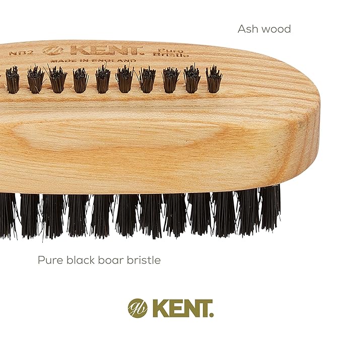 Kent NB2 Natural Bristle Fingernail Brush and Hand Scrub Brush, Beechwood Nail Brusher to Clean Nails and Scrubber for Hands and Feet