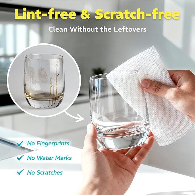 45 Pack Plant-Based Reusable Cleaning Cloth Rolls, Household Hand Wipes, Ultra Absorbent, Scratch Free, Lint Free, Washable Paper Towels for Home, Cleaning Supplies, 8.6" x 11.8" (2 Rolls)