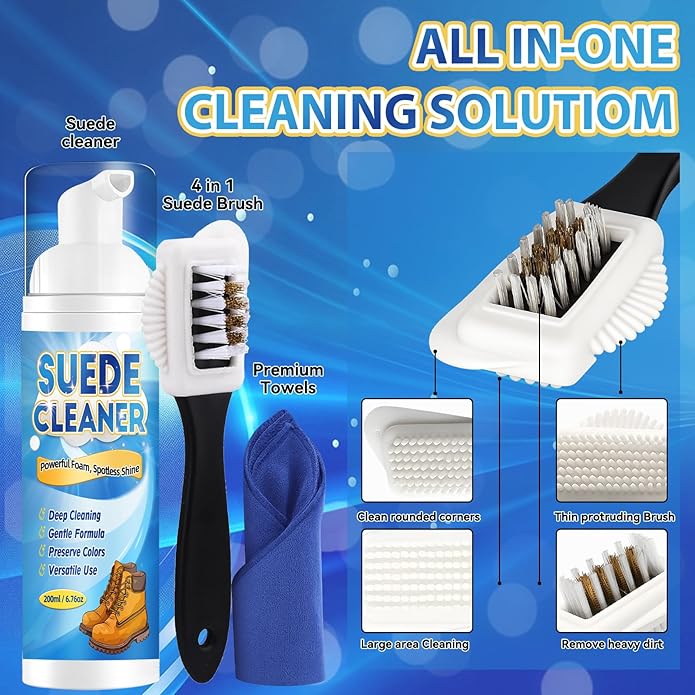 Bondtech Suede Shoe Cleaner Kit, Nubuck & Suede Cleaner with Brush & Towel, Foam Removes Dirt and Stains from Shoes 6.76 OZ