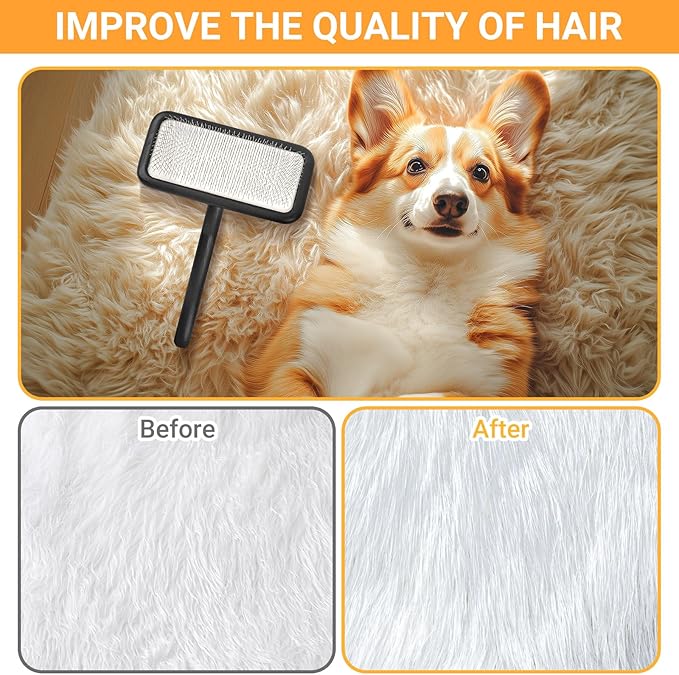 Carpet Rake Sheepskin Wool Brush and Sheepskin Brush Cleaner Comb, More Suitable for Pile Carpets/Rugs, for Carding Fur, Restore Carpets Softness and Texture (Black, 2PCS(Big+ Small)