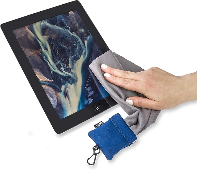 Carson Stuff-It Pro Microfiber Lens Cloth Cleaning System for Glasses, Smartphones, Tablets, Optics, Lenses, Cameras and More, 8.0'' x 8.0'' - Blue (SN-80BU)