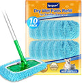 KEEPOW Wet Pads Refill Compatible with Swiffer Sweeper Mop and Sweep & Mop Deluxe, Dry Sweeping Cloths for Floor Mopping and Cleaning - Pet Heavy Duty Pads Refills, Upgraded Reusable (10 Pack)