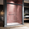 44-48" W x 72" H Semi-Frameless Double Sliding Glass Shower Door, 1/4" (6mm) Clear Tempered Glass, Bypass Sliding Shower Door for Bathroom, Easy to Clean (Matte Black, 48" W x 72" H)