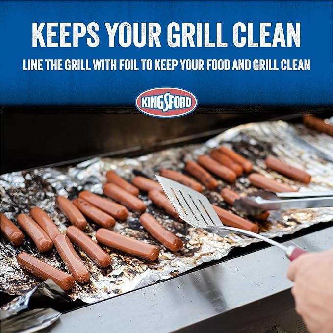 Kingsford Heavy Duty Aluminum Grilling Foil - Durable Wrap For Babecuing, Cooking, Steaming, and Food Storage - 27.5 Sq. ft Roll