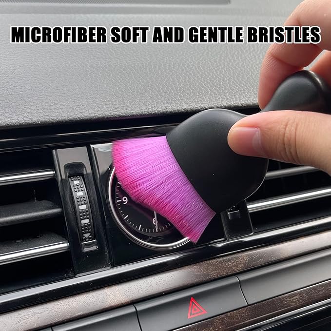 Car Interior Detailing Brush, Ultra Soft Non-Scratch Dust Brush, Car Interior Cleaning Tool for Cleaning Panels, Air Vent, Leather (Purple)