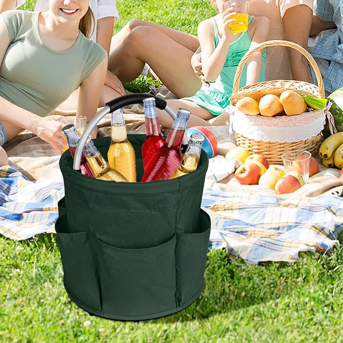 Professional Cleaning Caddy Organizer - 11" Wearable Cleaning Supply Bag with Adjustable Shoulder Strap & Handle - Housekeeper Essentials Organizer for Detailing Tools & Supplies (Green)