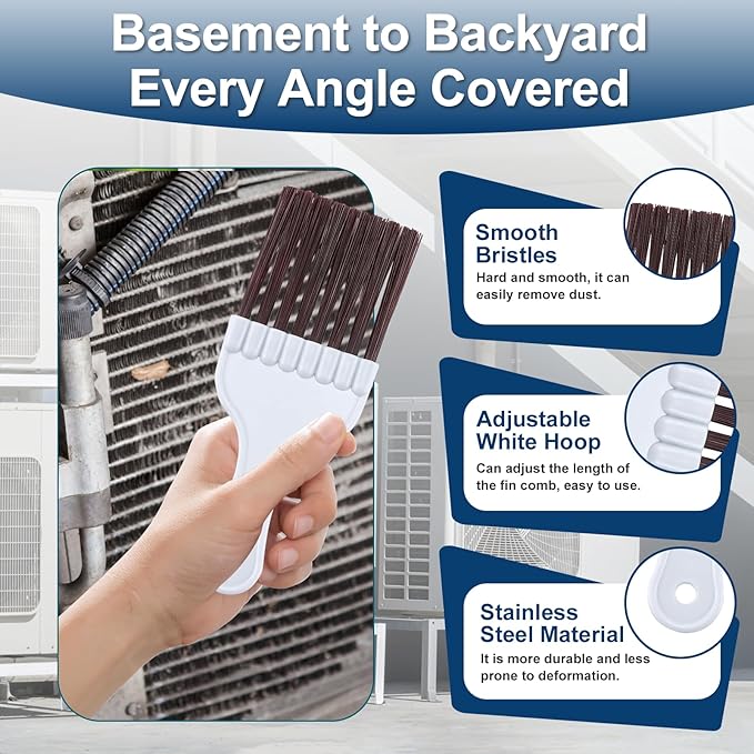 Sikawai Air Conditioner Fin Cleaner Brush Set 3PCS AC Fin Comb Straightener Include Double Sided AC Coil Cleaning Brush,Metal Radiator Fin Comb and Air Conditioner Fin Comb Radiator Comb