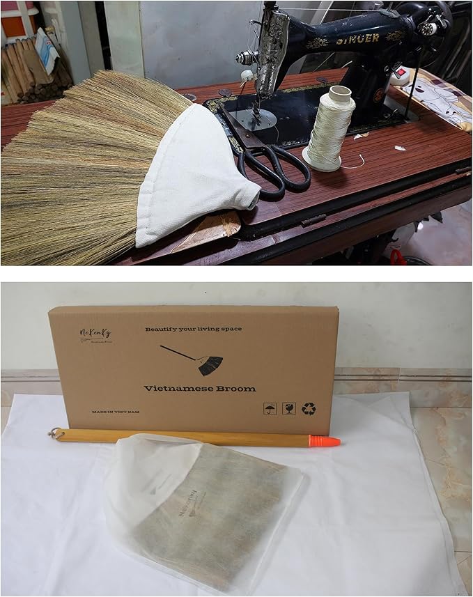 Traditional Vietnamese Handmade Broom, Durable, Perfect for Home use or as a Unique Wedding Gift, 42 inches Long.