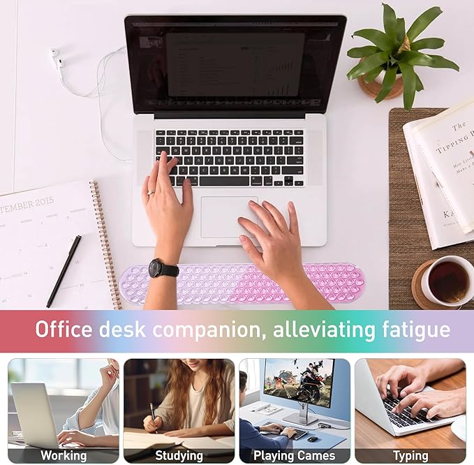 Gel Mouse & Keyboard Wrist Rest Set,Wrist Rest for Computer Keyboard,Mouse Wrist Support,Pain Relief,Cool Touch,Non-Skid