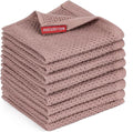 BOOMIBOO 8-Pack Kitchen Dish Cloths, 100% Cotton Waffle Weave, Ultra Soft Absorbent, Quick Drying Dish Towels, 12x12 Inches, Brown