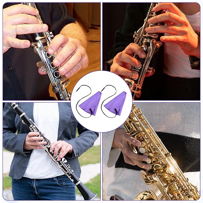 2 PCS Clarinet Swab Cloth Cleaner, Effectively Clean Dirt, Clarinet Cleaning Product, Lint-Free, Super Soft, Cleaning Cloth Swab for Inside Tube Suitable Piccolo Flute Sax Saxophone（Purple）