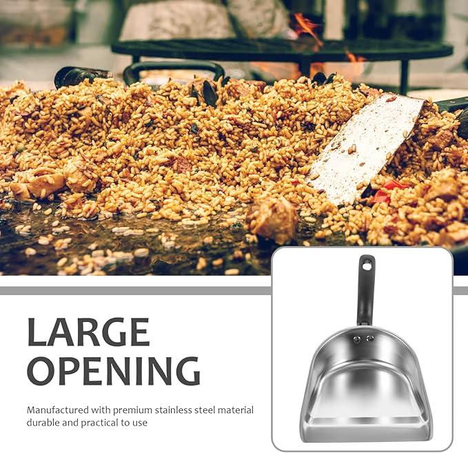 DOITOOL Stainless Steel Dustpan Handheld Scoop Pan with Bakelite Handle 15.15 Inch Large Capacity Metal Dust Pan for Home Cleaning and Household Sweeping