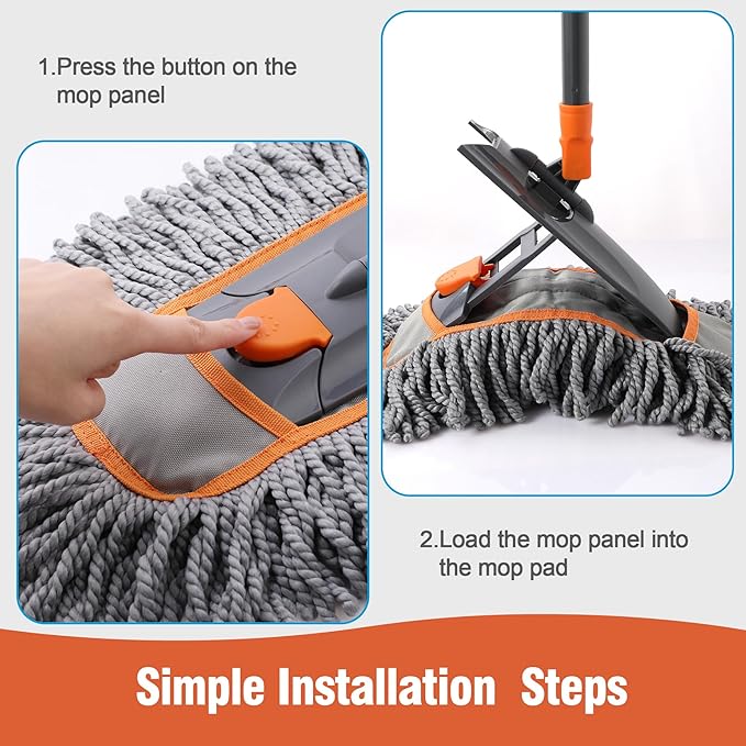 Microfiber Dust Mop for Hardwood Floor Cleaning, Dry and Wet Baseboard and Floor Duster, Household Cleaning Tool for Kitchen, Bathroom