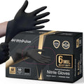 FifthPulse 6 Mil Black Nitrile Gloves, Heavy Duty Mechanic and Food Grade Glove - Powder-Free, Latex-Free Medical Exam Gloves