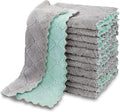 AIDEA Kitchen Towels, 12 Pack Absorbent Coral Fleece Dish Towels, No Odor Reusable Dish Cloths, Microfiber Cleaning Cloths, Fast Drying Dishcloths, 6.3" x10.4"