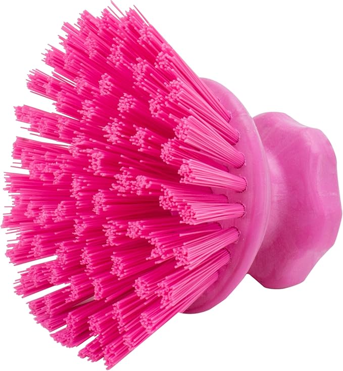 SPARTA 42395EC26 Plastic Scrubber Brush, Round Brush, Dish Scrub Brush With Color Coded For Cleaning, Kitchen, Bathroom, Bathtub, Dishes, Sink, 5 X 5 X 4 Inches, Pink