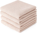BOOMIBOO 4-Pack Dish Towels, 100% Cotton Waffle Weave, Ultra Soft Absorbent, Quick Drying, Beige, 13x28 Inches