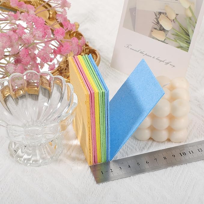 15 Pcs Cellulose Sponges Kitchen, 5 Colors Non-Scratch Colorful Sponges, Compressed Sponge Kitchen Multipurpose Kitchens Sponge Pack for Kitchens, Bathroom, Cars, Funny Cut-Outs DIY