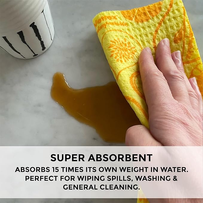 Original Swedish Dishcloths – 20 Pack Reusable Cellulose Sponge Cloths | Made in Sweden | Eco-Friendly, Absorbent Dish Rags for Kitchen, Counters & Household Cleaning