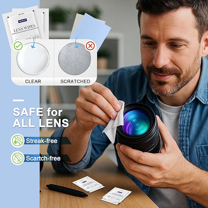 200 Count Lens Wipes for Eyeglasses, Eyeglass Cleaner Wipes for Cameras, Sunglasses, Phone and Computer - Keep Your Lenses Spotless