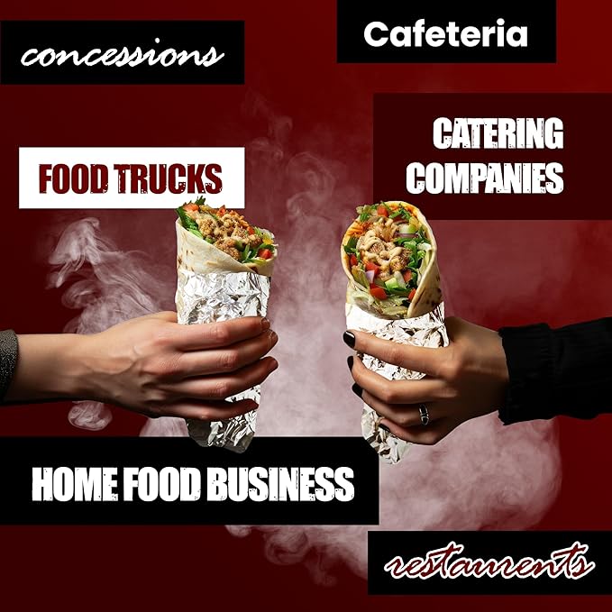 50 Packs Heavy Duty Insulated Aluminum Foil Sheets – 14" x 10.3" Disposable Food Wraps for Sandwiches, Burritos, BBQ, Burgers, Hot & Cold Food