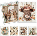 Western Cowboy Swedish Dishcloths for Kitchen, 6 Pcs Reusable Highland Cow Swedish Dish Cloths, Absorbent Sponge Cleaning Dish Cloths for Farmhouse Kitchen Cooking Home Decoration Housewarming Gifts