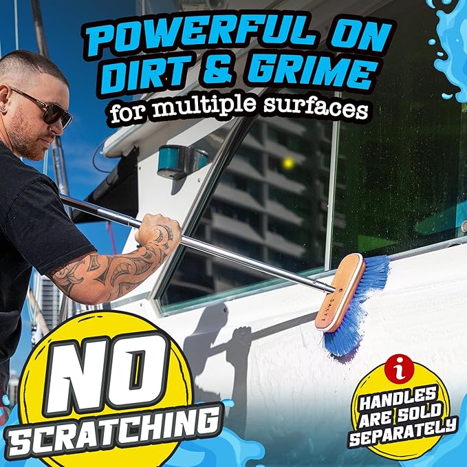 Salty Captain Medium Bristle Boat Deck Brush – Versatile Cleaning for Non-Skid, Fiberglass & Painted Surfaces – Durable Marine-Grade Design