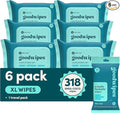 goodwipes Flushable Butt Wipes - Vitamin E & Aloe - Sewer & Septic Safe - Extra Large Adult Wet Wipes For Women & Men - Bathroom Essentials - Shea-Coco, 318 Count (6 Packs + 1 Travel)