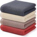Kitinjoy 100% Cotton Waffle Weave Kitchen Hand Towels (13 x 28 Inches, Multicolor), 4-Pack Super Soft and Absorbent Dish Towels for Drying Dishes