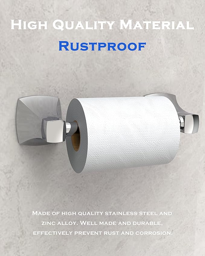 Polished Chrome Toilet Paper Holder Bathroom Double Post Pivoting Tissue Roll Holder Stainless Steel and Zinc Alloy Wall Mount