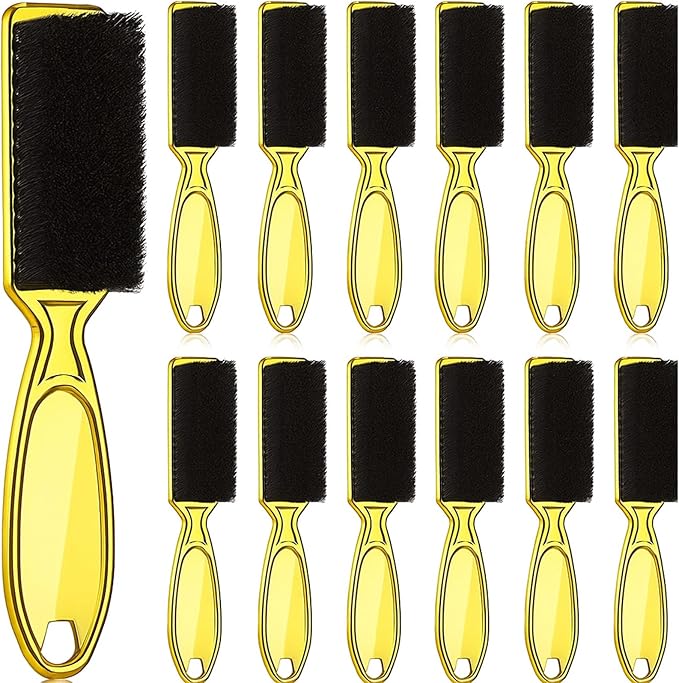 Patelai 12 Pcs Barber Clipper Brush Blade Trimmer Cleaning Brush for Fades Nail Neck Duster Manicure Salon(Gold)